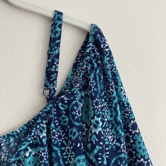 Torrid Womens Blue Turqoise Medalian Print Cold Shoulder Blouse Challis Size 3 - Picture 4 of 10